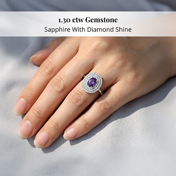 Certified & Appraised Rhapsody 950 Platinum AAAA Madagascar Purple Sapphire And E-F VS Diamond Cocktail Ring 7.30 Grams 1.30 Ctw