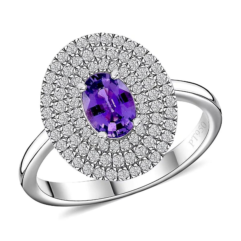 Certified & Appraised Rhapsody 950 Platinum AAAA Madagascar Purple Sapphire and E-F VS Diamond Cocktail Ring 7.30 Grams 1.30 ctw