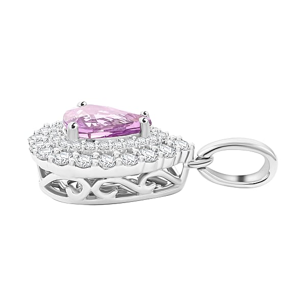 Certified & Appraised Rhapsody 950 Platinum AAAA Madagascar Purple Sapphire And E-F VS Diamond Cocktail Pendant Without Chain 1.10 Ctw