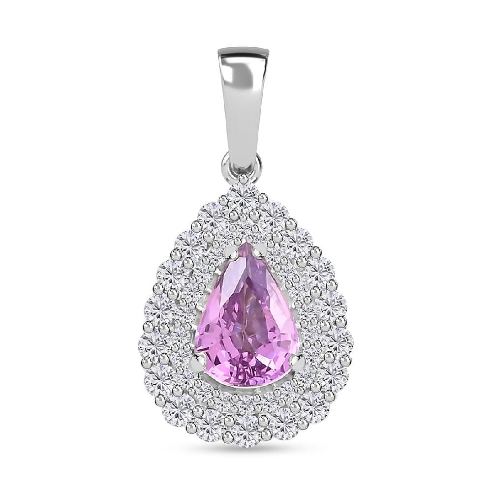 Certified & Appraised Rhapsody 950 Platinum AAAA Madagascar Purple Sapphire and E-F VS Diamond Cocktail Pendant without Chain 1.10 ctw