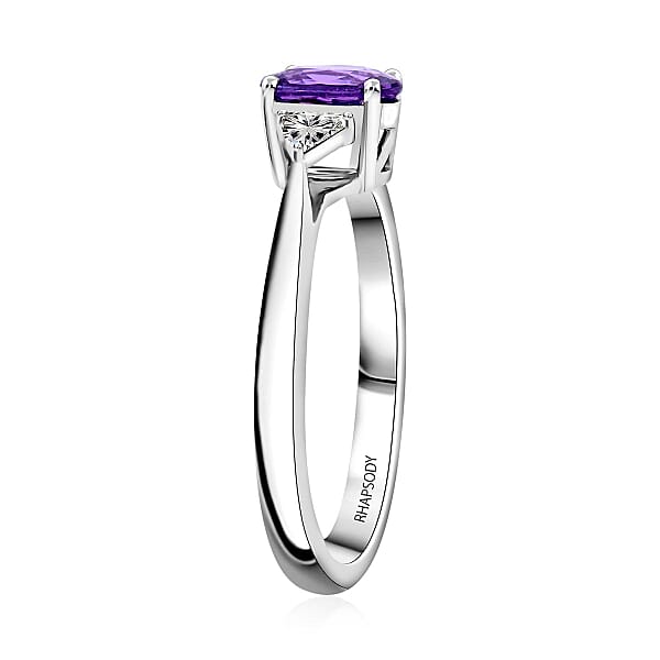 Certified & Appraised Rhapsody 950 Platinum AAAA Madagascar Purple Sapphire And E-F VS Diamond Ring 4.45 Grams 1.05 Ctw