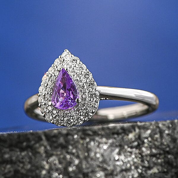 Certified & Appraised Rhapsody 950 Platinum AAAA Madagascar Purple Sapphire And E-F VS Diamond Cocktail Ring 6.60 Grams 1.10 Ctw