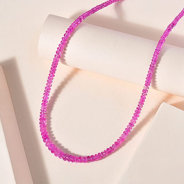 Certified & Appraised Rhapsody 950 Platinum AAAA Madagascar Pink Sapphire Beaded Graduated Necklace 18-20 Inches 68.00 Ctw