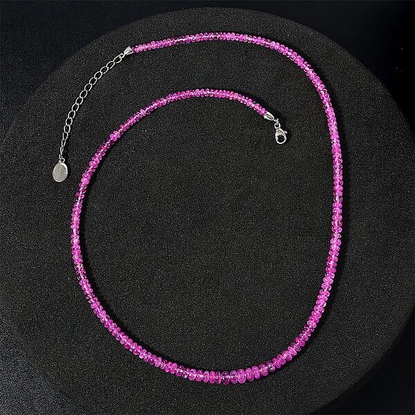 Certified & Appraised Rhapsody 950 Platinum AAAA Madagascar Pink Sapphire Beaded Graduated Necklace 18-20 Inches 68.00 Ctw