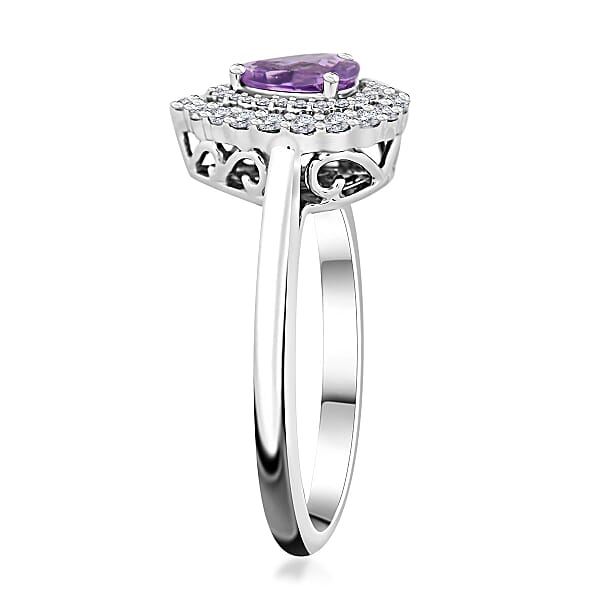 Certified & Appraised Rhapsody 950 Platinum AAAA Madagascar Purple Sapphire And E-F VS Diamond Cocktail Ring 6.60 Grams 1.10 Ctw