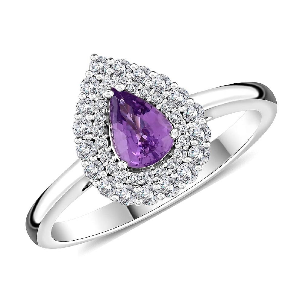Certified & Appraised Rhapsody 950 Platinum AAAA Madagascar Purple Sapphire and E-F VS Diamond Cocktail Ring 6.60 Grams 1.10 ctw
