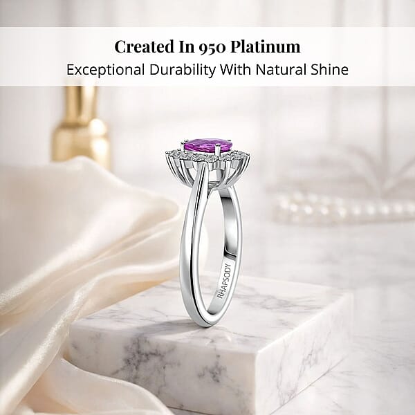 Certified & Appraised Rhapsody 950 Platinum AAAA Madagascar Purple Sapphire And E-F VS Diamond Ring 5.40 Grams 1.00 Ctw