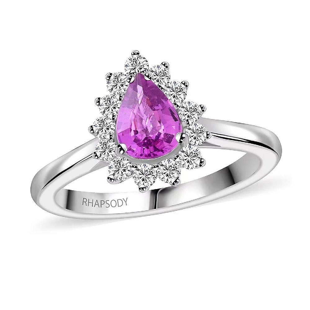 Certified & Appraised Rhapsody 950 Platinum AAAA Madagascar Purple Sapphire and E-F VS Diamond Ring 5.40 Grams 1.00 ctw
