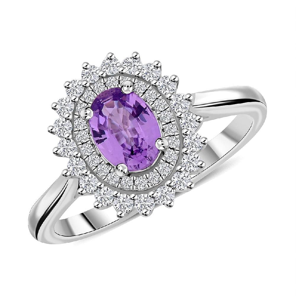 Certified & Appraised Rhapsody 950 Platinum AAAA Madagascar Purple Sapphire and E-F VS Diamond Ring 6.15 Grams 1.25 ctw