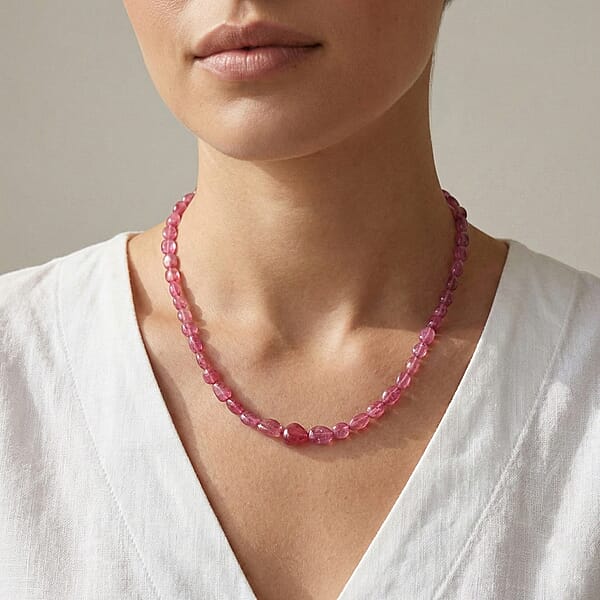 Certified & Appraised Rhapsody 950 Platinum AAAA Mahenge Spinel Beaded Necklace 18 Inches 90.00 Ctw
