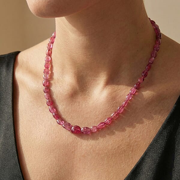 Certified & Appraised Rhapsody 950 Platinum AAAA Mahenge Spinel Beaded Necklace 18 Inches 90.00 Ctw
