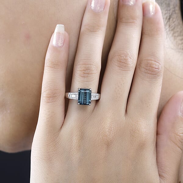Certified & Appraised Rhapsody 950 Platinum AAAA Monte Belo Indicolite And E-F VS Diamond Ring 8 Grams 4.25 Ctw