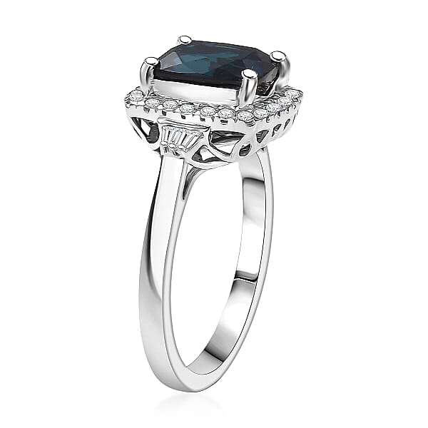 Certified & Appraised Rhapsody 950 Platinum AAAA Monte Belo Indicolite Diamond (E-F VS) (0.32 Cts) Ring (6.90 G) 3.03 Ctw