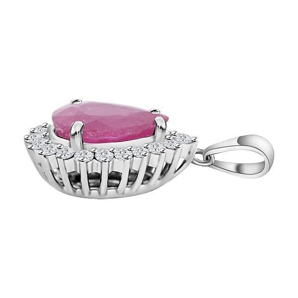 Certified & Appraised Rhapsody 950 Platinum AAAA Mozambique Ruby And E-F VS Diamond Pendant Without Chain 2.05 Ctw