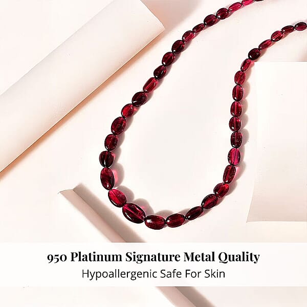 Certified & Appraised Rhapsody 950 Platinum AAAA Ouro Fino Rubellite Beaded Graduated Necklace 18 Inches With 2 Inch Extender 100.00 Ctw
