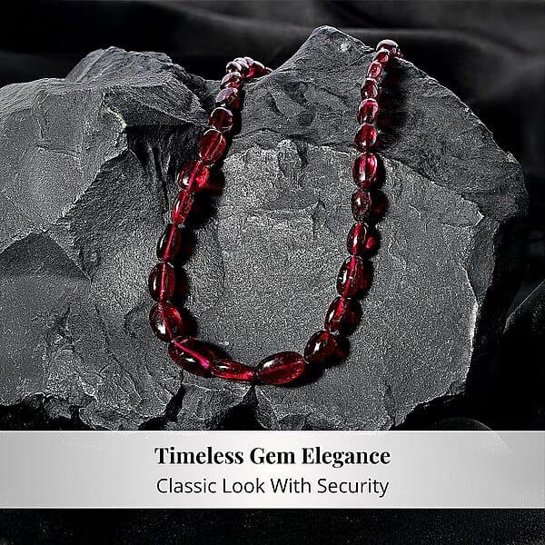 Certified & Appraised Rhapsody 950 Platinum AAAA Ouro Fino Rubellite Beaded Graduated Necklace 18 Inches With 2 Inch Extender 100.00 Ctw