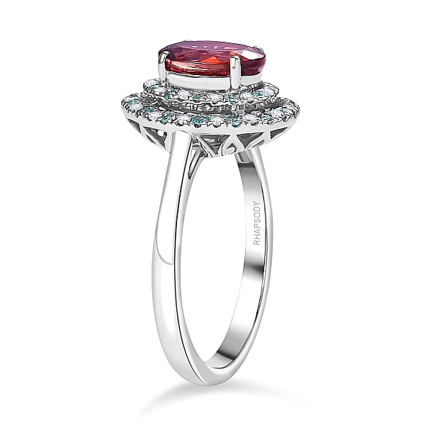 Certified & Appraised Rhapsody 950 Platinum AAAA Ouro Fino Rubellite Paraiba Tourmaline And Diamond (E-F VS) (0.22 Cts) Ring (6.65 G) 2.50 Ctw