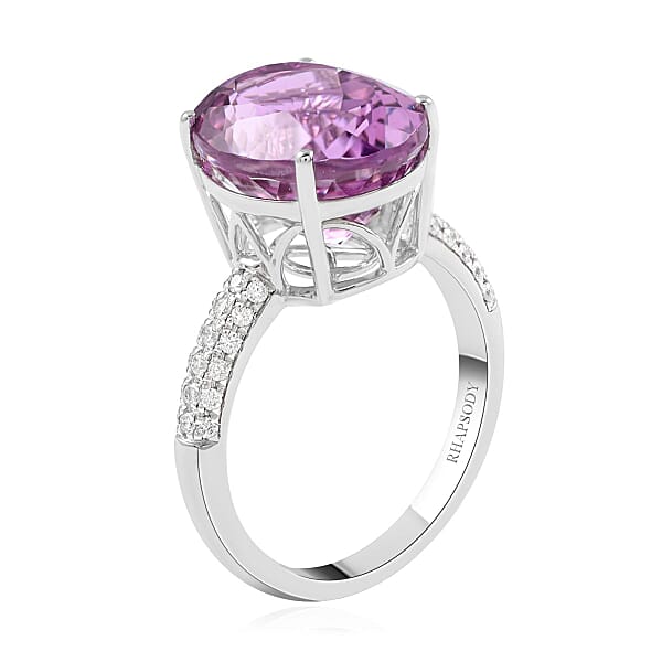 Certified & Appraised Rhapsody 950 Platinum AAAA Patroke Kunzite And E-F VS Diamond Ring 6.85 Grams 9.20 Ctw