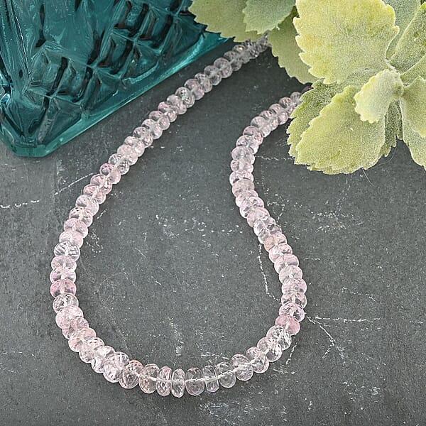 Certified & Appraised Rhapsody 950 Platinum AAAA Pink Morganite Beaded Necklace 18 Inches 125.00 Ctw