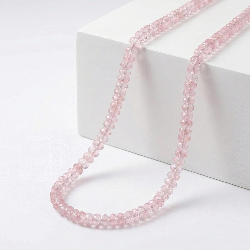 Certified & Appraised Rhapsody 950 Platinum AAAA Pink Morganite Beaded Necklace 18 Inches 125.00 ctw