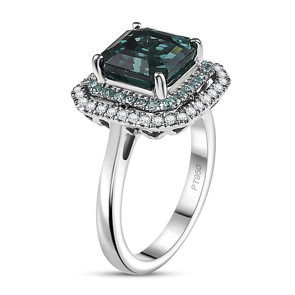 Certified & Appraised Rhapsody 950 Platinum AAAA Pirineu Lagoon Tourmaline Paraiba Tourmaline And Diamond (E-F VS2) Ring (8.30 G) 5.15 Ctw