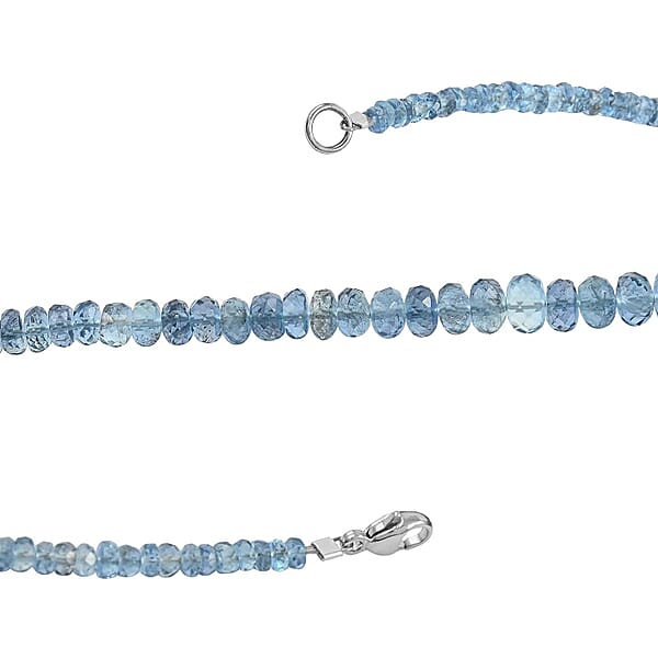 Certified & Appraised Rhapsody 950 Platinum AAAA Santa Maria Aquamarine Graduated Single Strand Beaded Necklace 18 Inches 60.00 Ctw