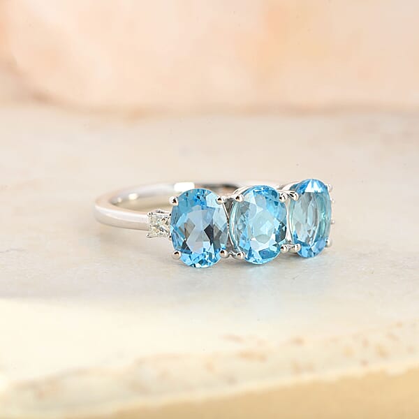 Certified & Appraised Rhapsody 950 Platinum AAAA Santa Maria Aquamarine And E-F VS Diamond Trilogy Ring 2.20 Ctw