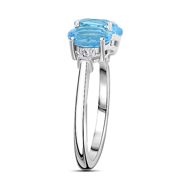 Certified & Appraised Rhapsody 950 Platinum AAAA Santa Maria Aquamarine And E-F VS Diamond Trilogy Ring 2.20 Ctw