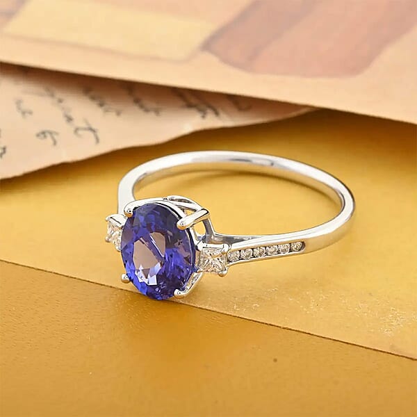 Certified & Appraised Rhapsody 950 Platinum AAAA Tanzanite And E-F VS Diamond Ring 4.35 Grams 2.85 Ctw