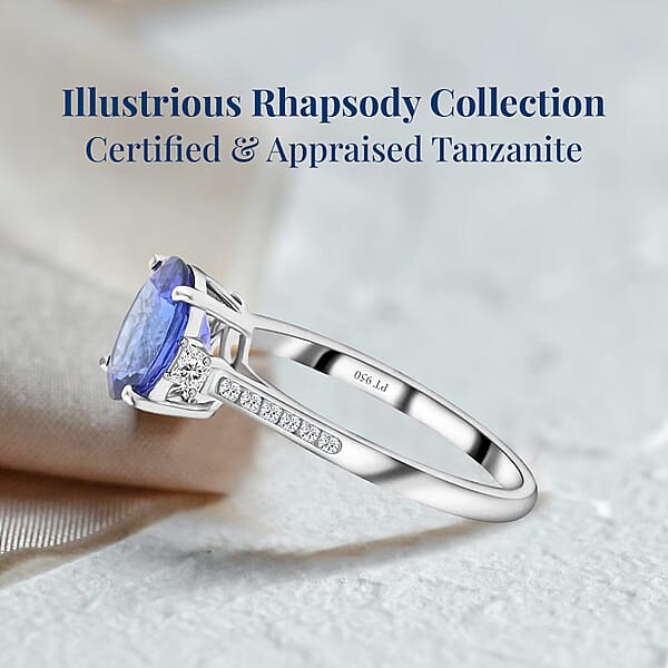 Certified & Appraised Rhapsody 950 Platinum AAAA Tanzanite And E-F VS Diamond Ring 4.35 Grams 2.85 Ctw