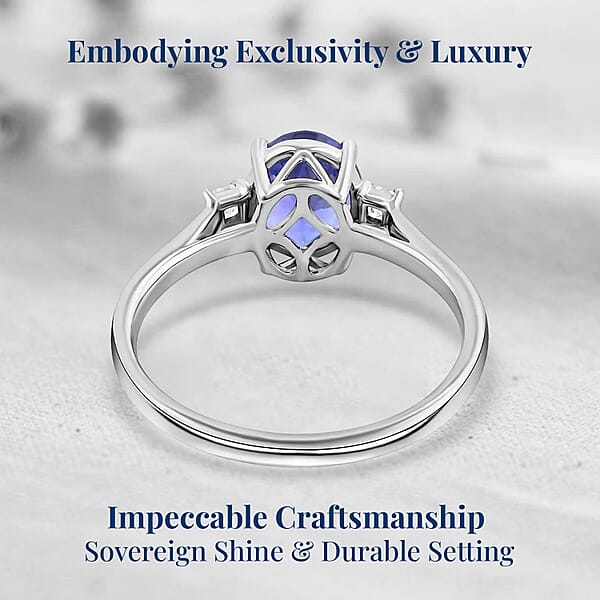 Certified & Appraised Rhapsody 950 Platinum AAAA Tanzanite And E-F VS Diamond Ring 4.35 Grams 2.85 Ctw