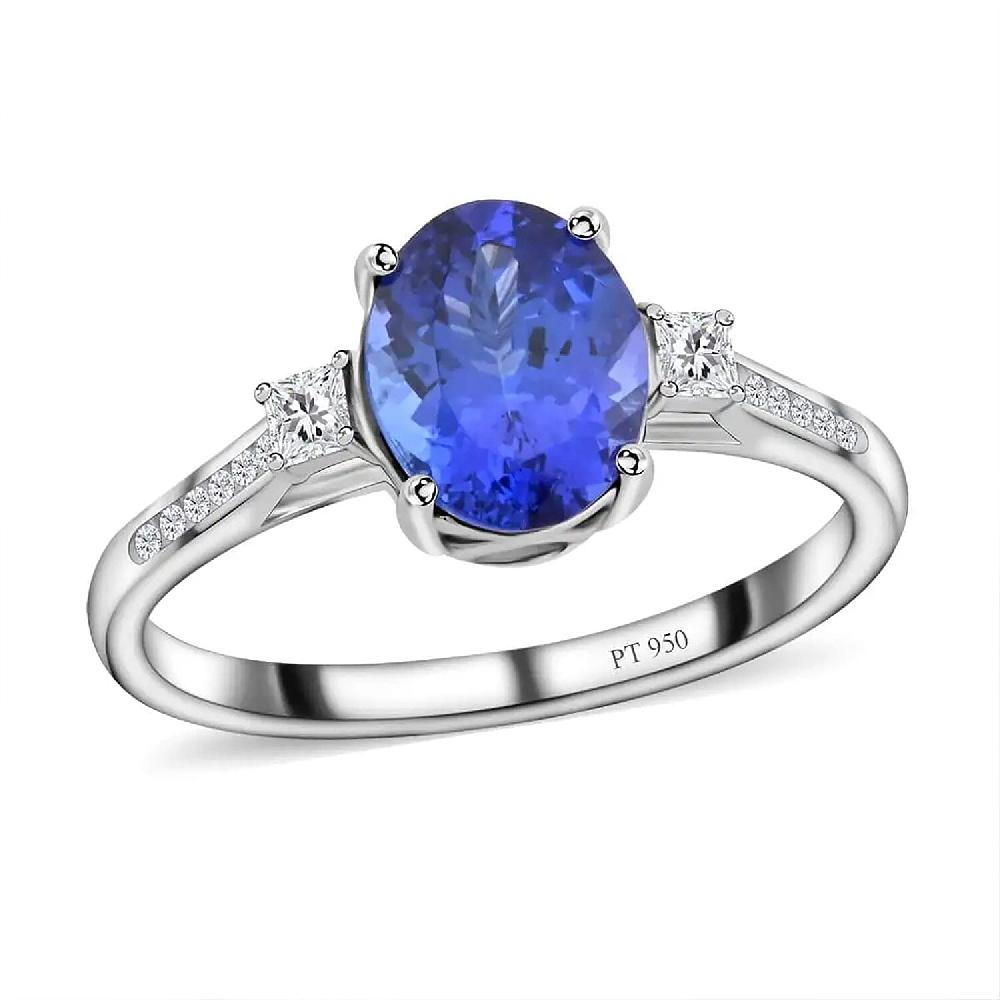 Certified & Appraised Rhapsody 950 Platinum AAAA Tanzanite And E-F VS Diamond Ring 4.35 Grams 2.85 Ctw