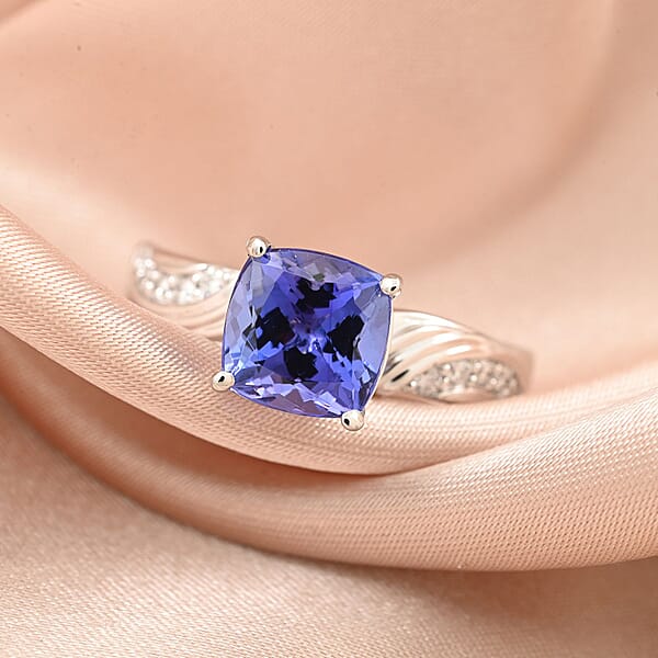 Certified & Appraised Rhapsody 950 Platinum AAAA Tanzanite And E-F VS Diamond Ring 8.15 Grams 2.85 Ctw