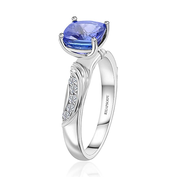 Certified & Appraised Rhapsody 950 Platinum AAAA Tanzanite And E-F VS Diamond Ring 8.15 Grams 2.85 Ctw