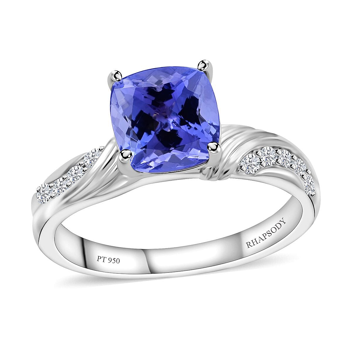 Certified & Appraised Rhapsody 950 Platinum AAAA Tanzanite And E-F VS Diamond Ring 8.15 Grams 2.85 Ctw