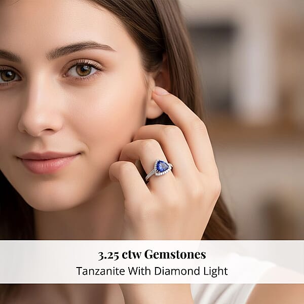 Certified & Appraised Rhapsody 950 Platinum AAAA Tanzanite And E-F VS Diamond Ring 6.65 Grams 3.25 Ctw