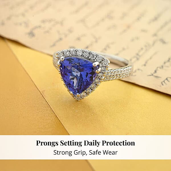 Certified & Appraised Rhapsody 950 Platinum AAAA Tanzanite And E-F VS Diamond Ring 6.65 Grams 3.25 Ctw