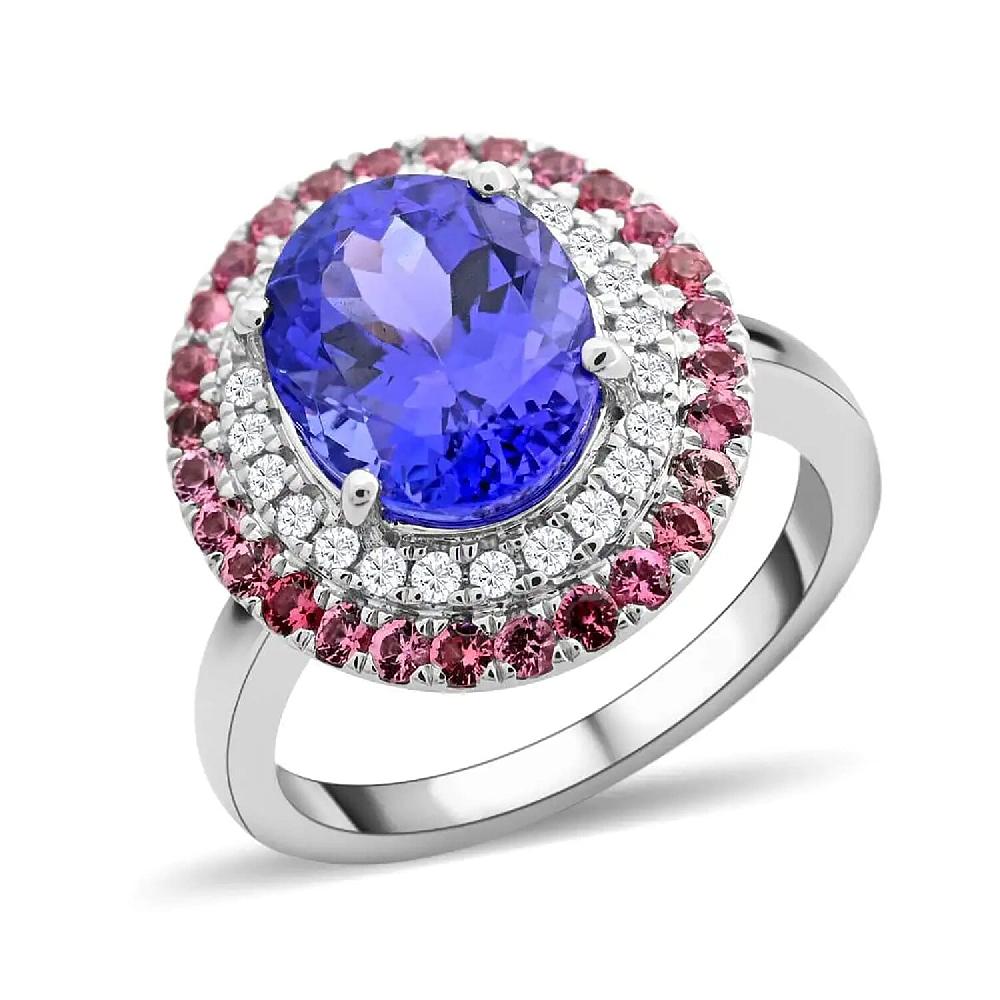 Certified & Appraised Rhapsody 950 Platinum AAAA Tanzanite Mahenge Spinel and E-F VS Diamond Ring 6.80 Grams 3.75 ctw