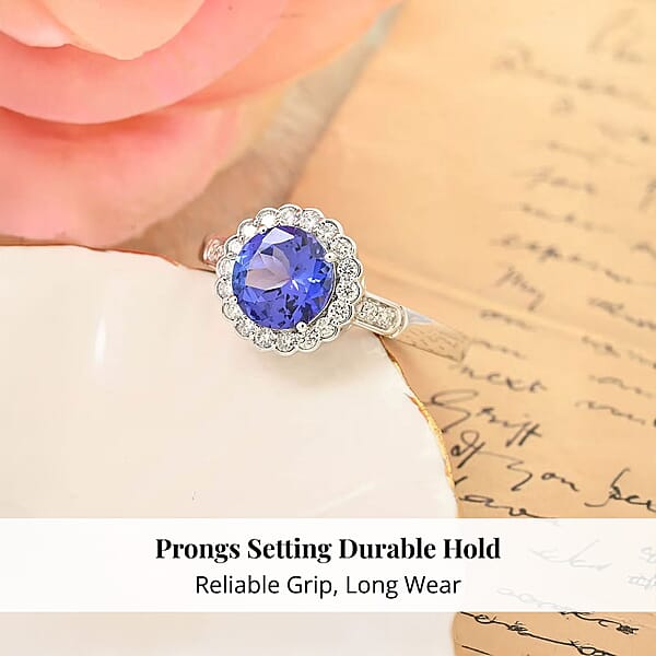Certified & Appraised Rhapsody 950 Platinum AAAA Tanzanite And E-F VS Diamond Ring 5.06 Grams 2.10 Ctw