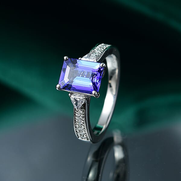 Certified & Appraised Rhapsody 950 Platinum AAAA Tanzanite Diamond (E-F VS) (0.33 Cts) Ring (6.05 G) 2.91 Ctw