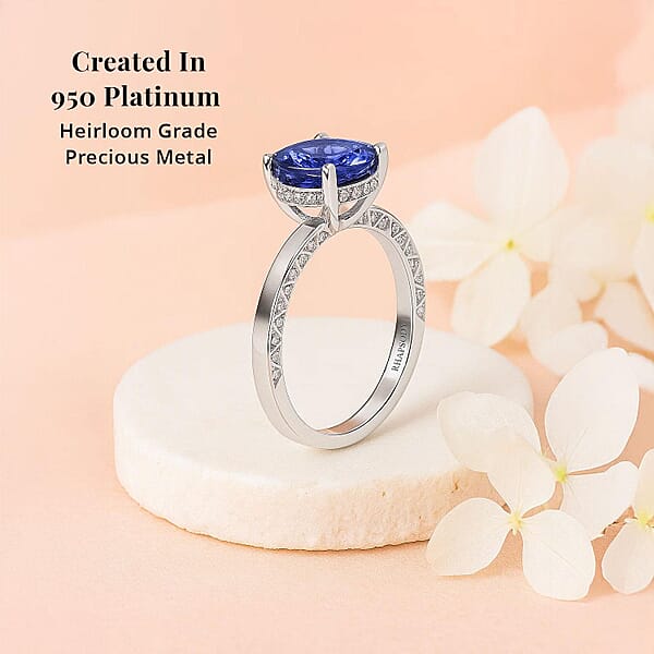 Certified & Appraised Rhapsody 950 Platinum AAAA Tanzanite And E-F VS Diamond Ring 5.70 Grams 2.50 Ctw