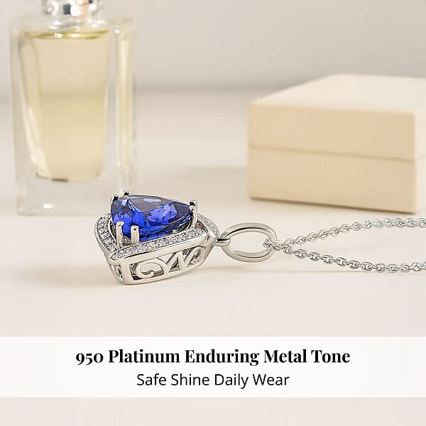 Certified & Appraised Rhapsody 950 Platinum AAAA Tanzanite And E-F VS Diamond Pendant Without Chain 4.5 Grams 3.65 Ctw