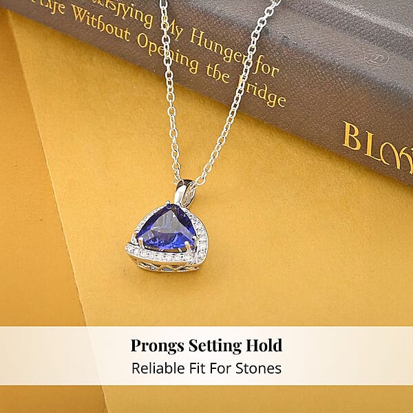 Certified & Appraised Rhapsody 950 Platinum AAAA Tanzanite And E-F VS Diamond Pendant Without Chain 4.5 Grams 3.65 Ctw