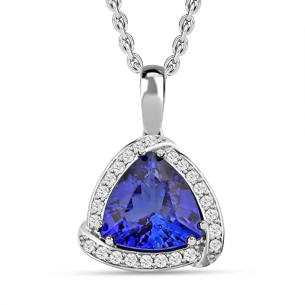 Certified & Appraised Rhapsody 950 Platinum AAAA Tanzanite and E-F VS Diamond Pendant without Chain 4.5 Grams 3.65 ctw