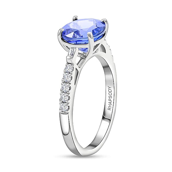 Certified & Appraised Rhapsody 950 Platinum AAAA Tanzanite And E-F VS Diamond Ring 4.70 Grams 2.75 Ctw (Del. In 10-15 Days)