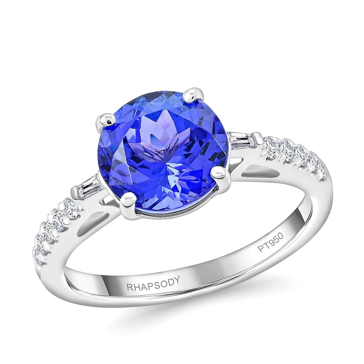 Certified & Appraised Rhapsody 950 Platinum AAAA Tanzanite and E-F VS Diamond Ring 4.70 Grams 2.75 ctw (Del. in 10-15 Days)