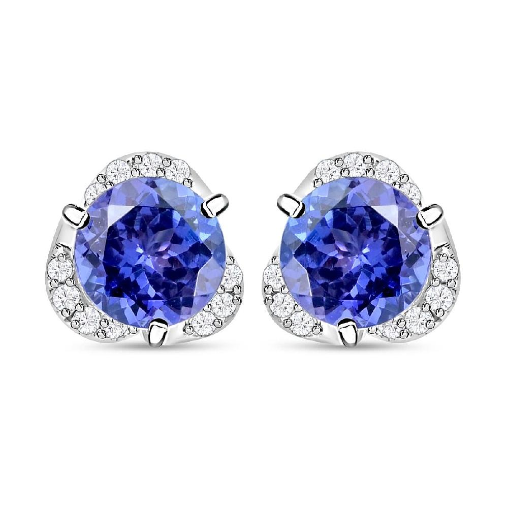 Certified & Appraised Rhapsody 950 Platinum AAAA Tanzanite and E-F VS Diamond Stud Earrings 2.00 ctw