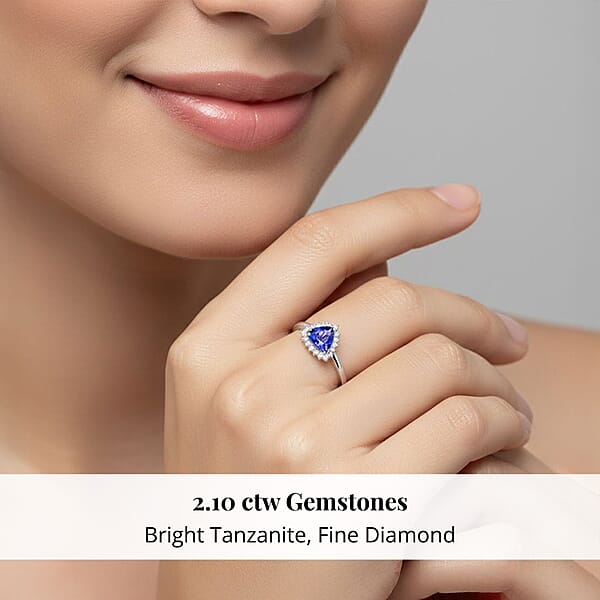 Certified & Appraised Rhapsody 950 Platinum AAAA Tanzanite And E-F VS Diamond Ring 6.24 Grams 2.10 Ctw (Del. In 10-15 Days)