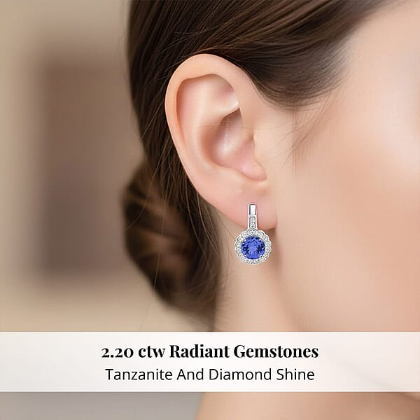 Certified & Appraised Rhapsody 950 Platinum AAAA Tanzanite And E-F VS Diamond Earrings 2.20 Ctw