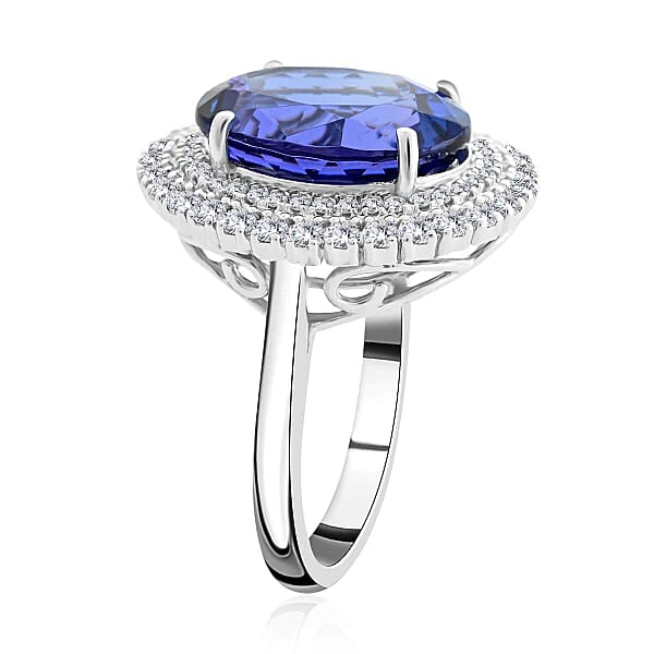 Certified & Appraised Rhapsody 950 Platinum AAAA Tanzanite And E-F VS Diamond Ring 8.55 Grams 8.25 Ctw